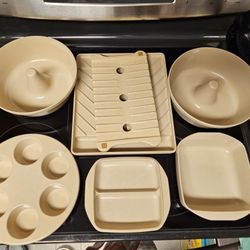 Vintage Anchor Hocking Microwave Ovenware MicroWare 7 Piece Set