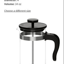 UPPHETTA French press coffee maker, glass, stainless steel, Height: 9  Diameter: 4 - IKEA