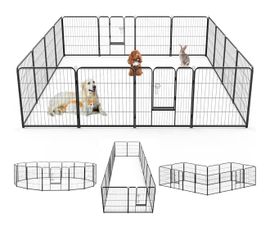 Dog Playpen 40 Inch 16 Panels for Dogs Portable and Foldable Pet Fence with Door Heavy Duty Metal Dog Exercise Play Pen for Outdoor Yard