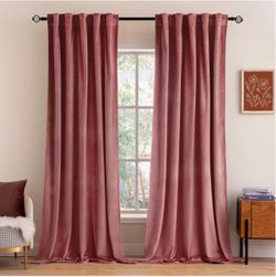 MIULEE Velvet Blackout Curtains 52x84 inches 2 Panels Dusty Rose Pink