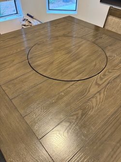 Wood Dining Table with Lazy Susan