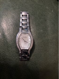 Ladies stainless steel Ebel Watch with Diamond bezel and mother of pearl face