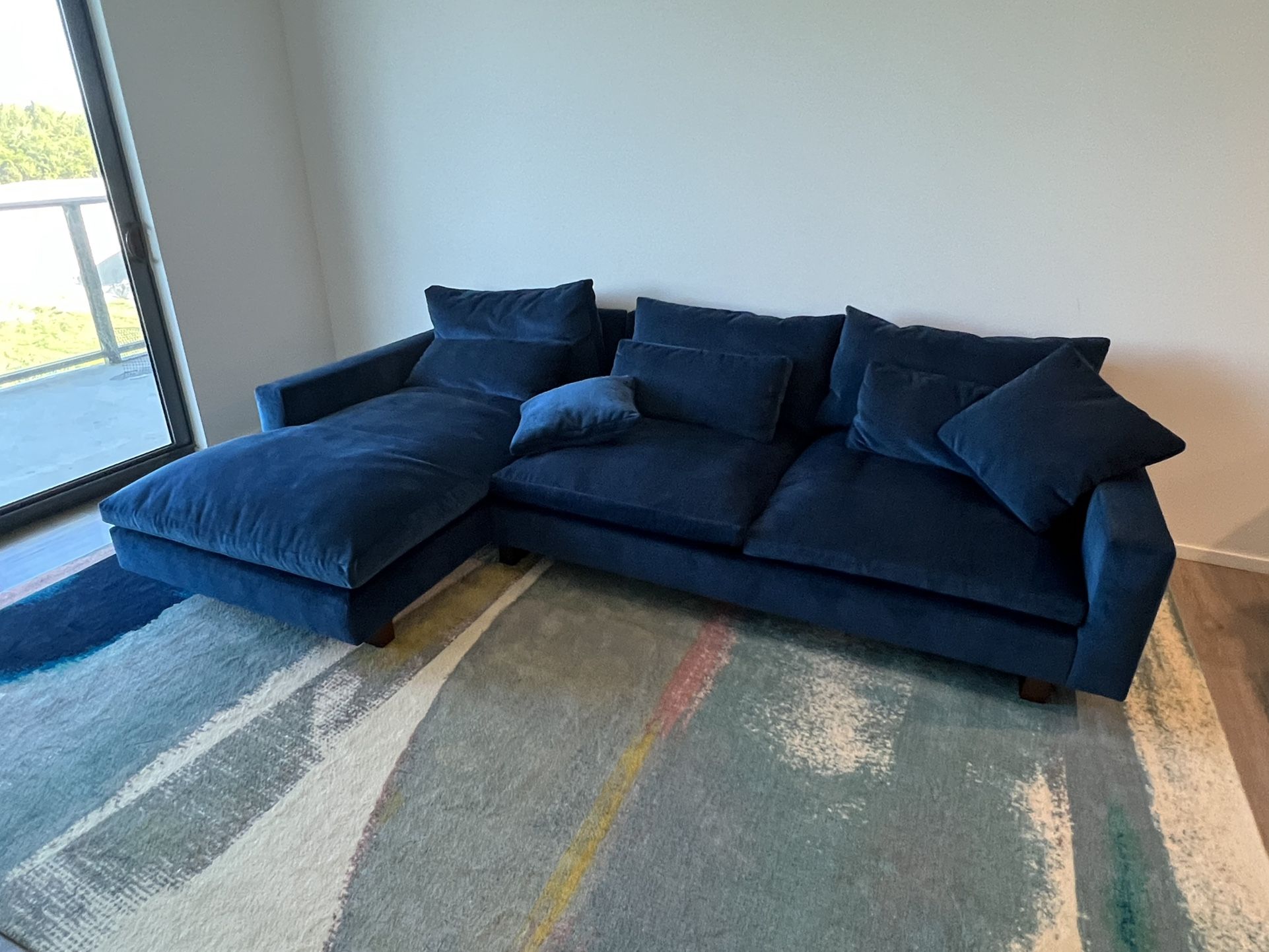 West Elm Harmony w/ LeftSided Chaise (2piece), Ink Blue Distressed