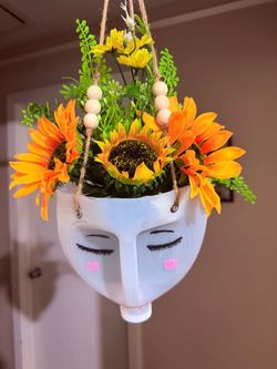 Sunflower artificial hanging pot