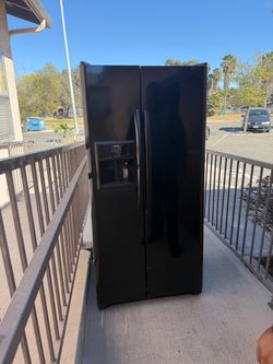 Black Side-by-Side Refrigerator with Ice Dispenser