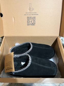BEARPAW Black Slip-On Slippers-Size 9