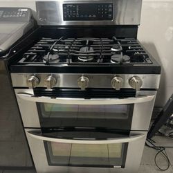 LIKE NEW !! LG 30" STAINLESS STEEL 5 BURNER GAS STOVE/ CONVECTION OVEN 