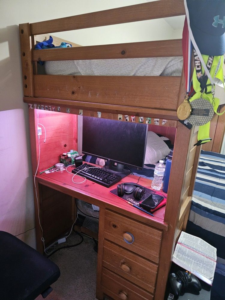 Twin Bunk Bed With Storage And Desk