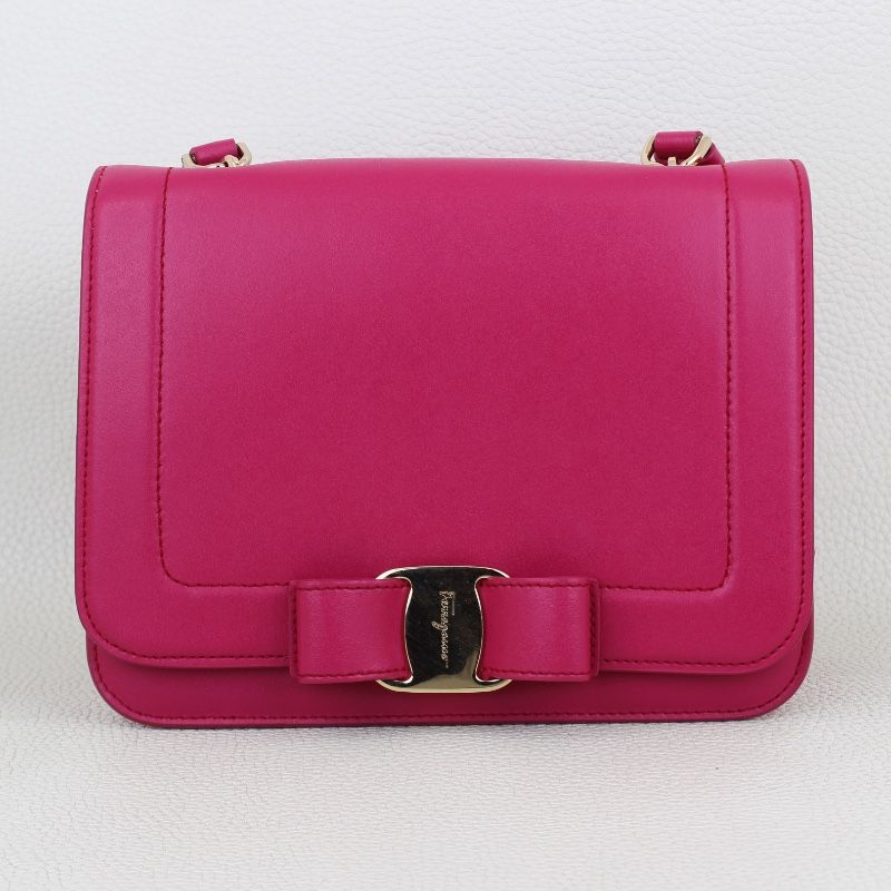 Salvatore Ferragamo Smooth Calfskin Vara Bow Pink Crossbody Bag