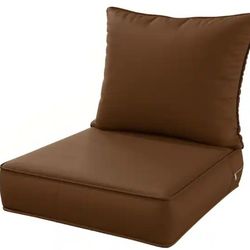 WNP 24 in. x 24 in. x 5 in. Square Outdoor Deep Seating Cushion Set Seat and Back Cushion for Chair and Sofa Chocolate
