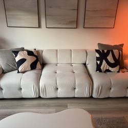 Modern Cream Sofa—Three Piece Set 