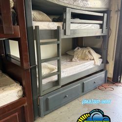 Triple Twin Bunk Bed With Mattresses New Cama 