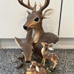 Handcrafted Deer And Fawn Sculpture Statue