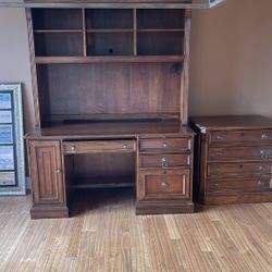 Hooker Desk Hutch And File Cabinet