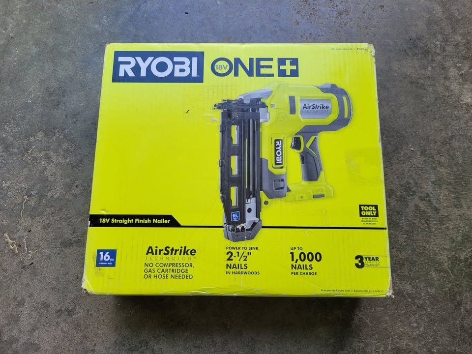 NEW RYOBI 18V ONE+ AIR STRIKE 16-GAUGE CORDLESS FINISH NAILER (TOOL ONLY)