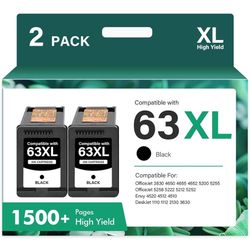 Brand New Unopened  63 63XL Black Ink Cartridge Remanufactured Replacement for HP Ink 63 XL for HP Envy 4520 OfficeJet 3 5 5 4