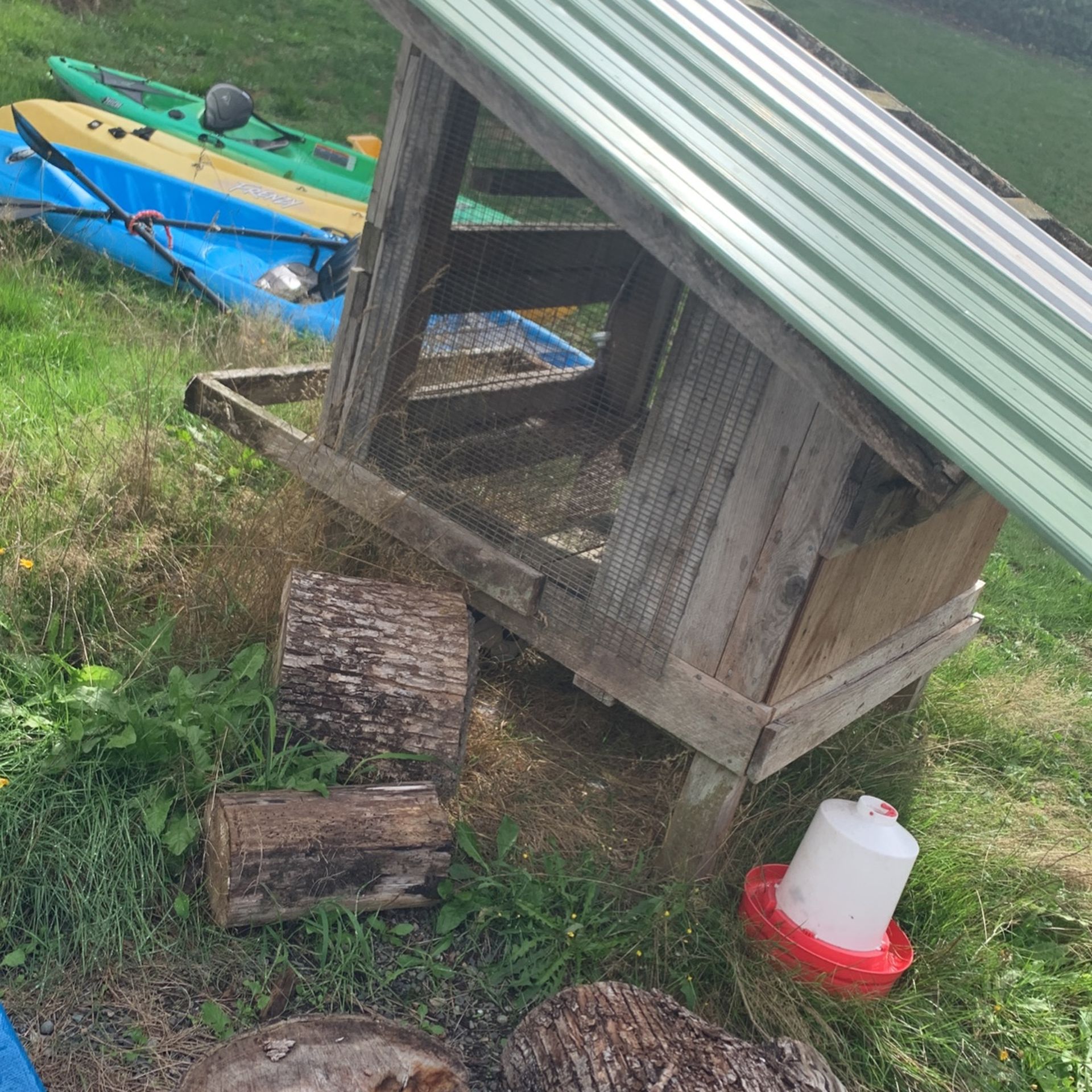 Nice Old Chicken Coop Easy To Tow Around With Lawn Mower