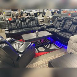 Black breathing leather comfortable High Quality power recliner sectional USB wireless chargers