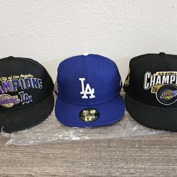 LA Dodgers And Lakers Championship Hats 
