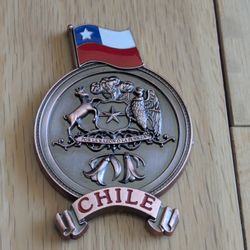 Chile Metal Fridge Magnet Flag And Coat Of Arms Embossed Design. Rare Unique 