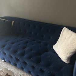 Blue Velvet Chesterfield Couch