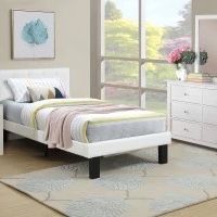 Twin Size Bed Frame White Or Black Faux Leather 