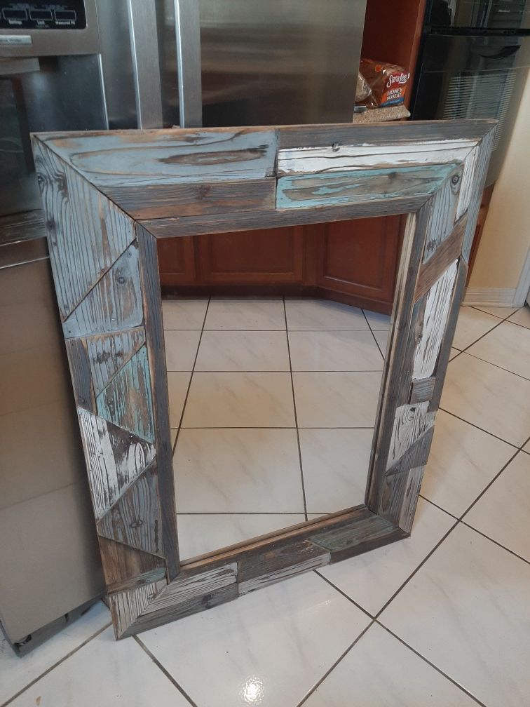 Gorgeous Hobby Lobby 30 x 40 Distressed Rustic Wooden Home Decor Hanging Mirror