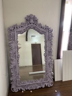 Large Tall Lavender Pearl Purple Floor Ornate Wall Full Length Mirror 