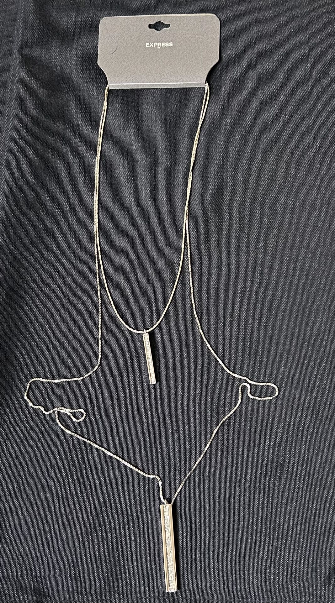 Express Silver Pendant Multi Drop Sparkly Necklace