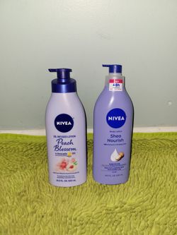 Peach blossom and avocado oil/ Shea Nourish Nivea lotion 16.9oz