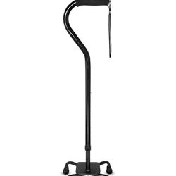 RMS Quad Cane - Adjustable Walking Cane with A Large Four-Pronged Base for Extra Stability - Foam Padded Offset Handle for Secure & Comfort Grip - Wor