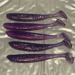 Purple/Transparent-Glitter Paddle Tail Swimbait