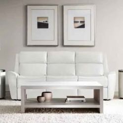 Real leather white recliner sofa couch with USB portal