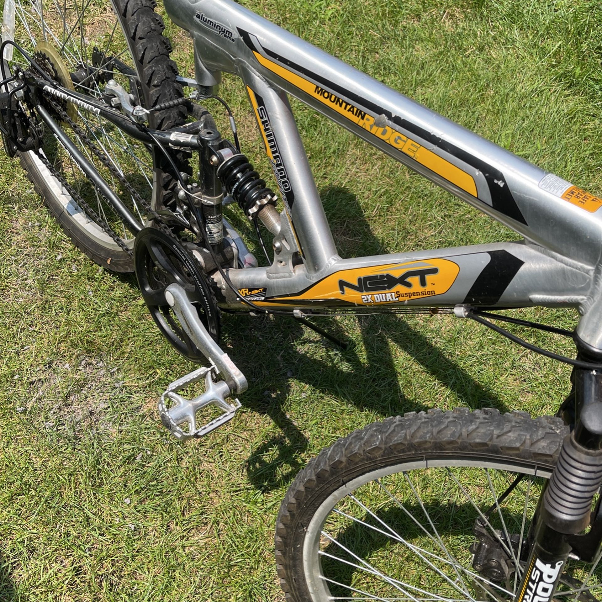 Next mountain ridge 2x dual suspension bike sale