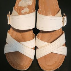 White Crisscross Sandals