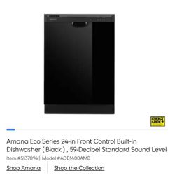 Amana Eco Series 24-in Front Control Built-in Dishwasher ( Black ) , 59-Decibel Standard Sound Level