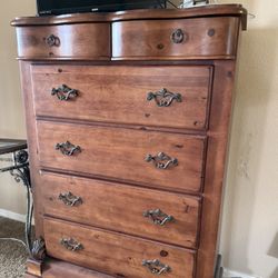 TODAY ONLY! 57” Tall Dresser, 7 Drawer - Pine Wood Cherry Finish  - Chest of Drawers