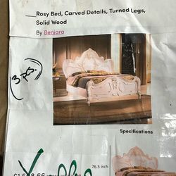 Never used (open Box) King Bed Headboard, Footboard and Frame Rails