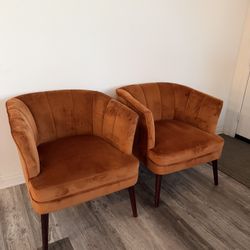 Burnt Orange Velvet Accent Chairs 
