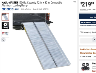 Haul-Master 1200 lb Convertible Aluminum Loading Ramp (72" x 30") — used once