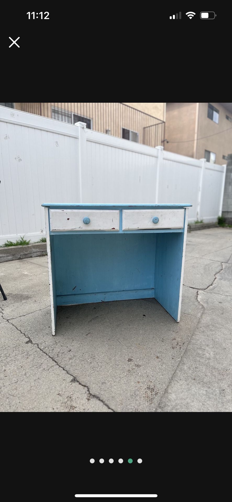 Small sky, blue secretary desk