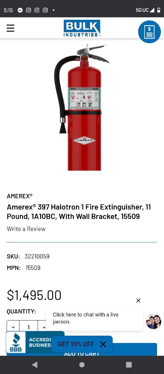 Amerex Fire Extinguisher 11 Lbs