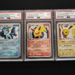 Pokemon Japanese Holon Tower Vaporeon ex , Flareon ex & Jolteon ex PSA 9 Sequential