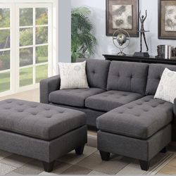 Sectional Sofa Set With Ottoman 