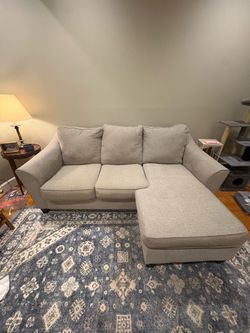 Gray Fabric Sectional Sofa with Reversible Chaise