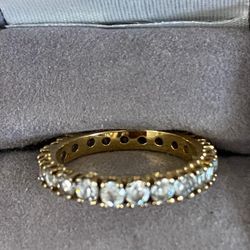 Anillo Laminado Gold Gillette Piedras Zircon Size 7 Joyería Antigua 