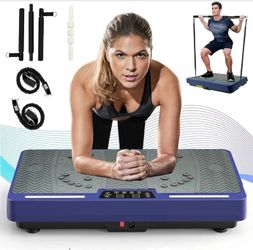 Natini Vibration Plate Exercise Machine w/ Pilates Bar, Resistance Bands & Remote