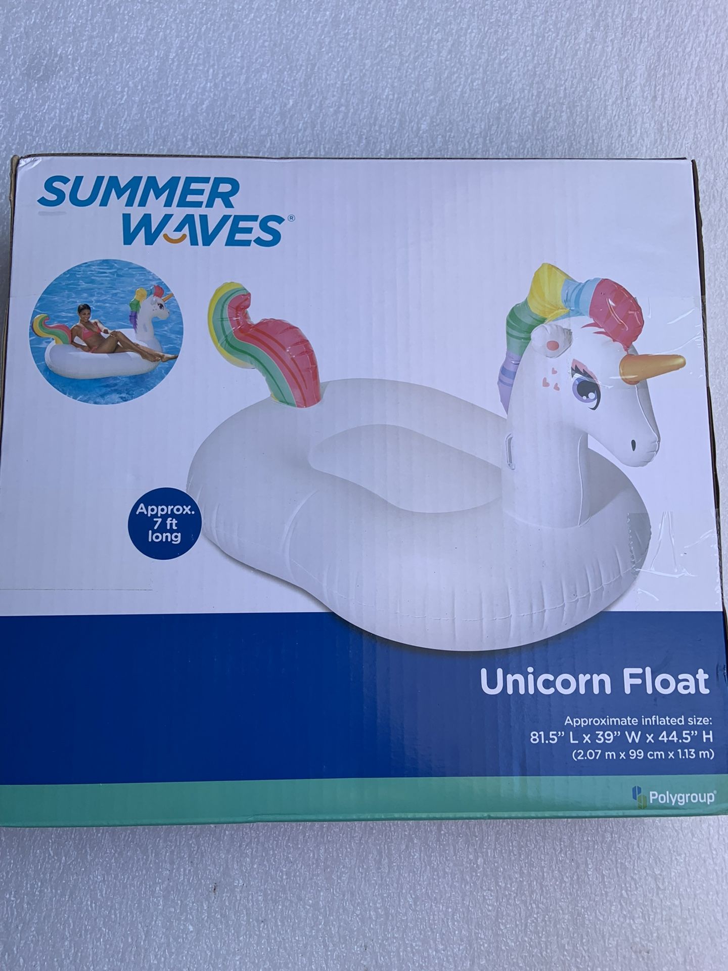 Summer Waves Rainbow Unicorn POOL FLOAT 7Ft