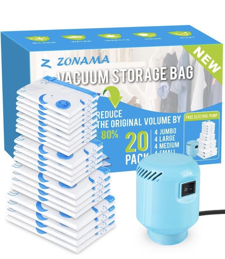 Brand New Vacuum Storage Bags 20 Pack includes Free Electric Pump (still sealed in box !)