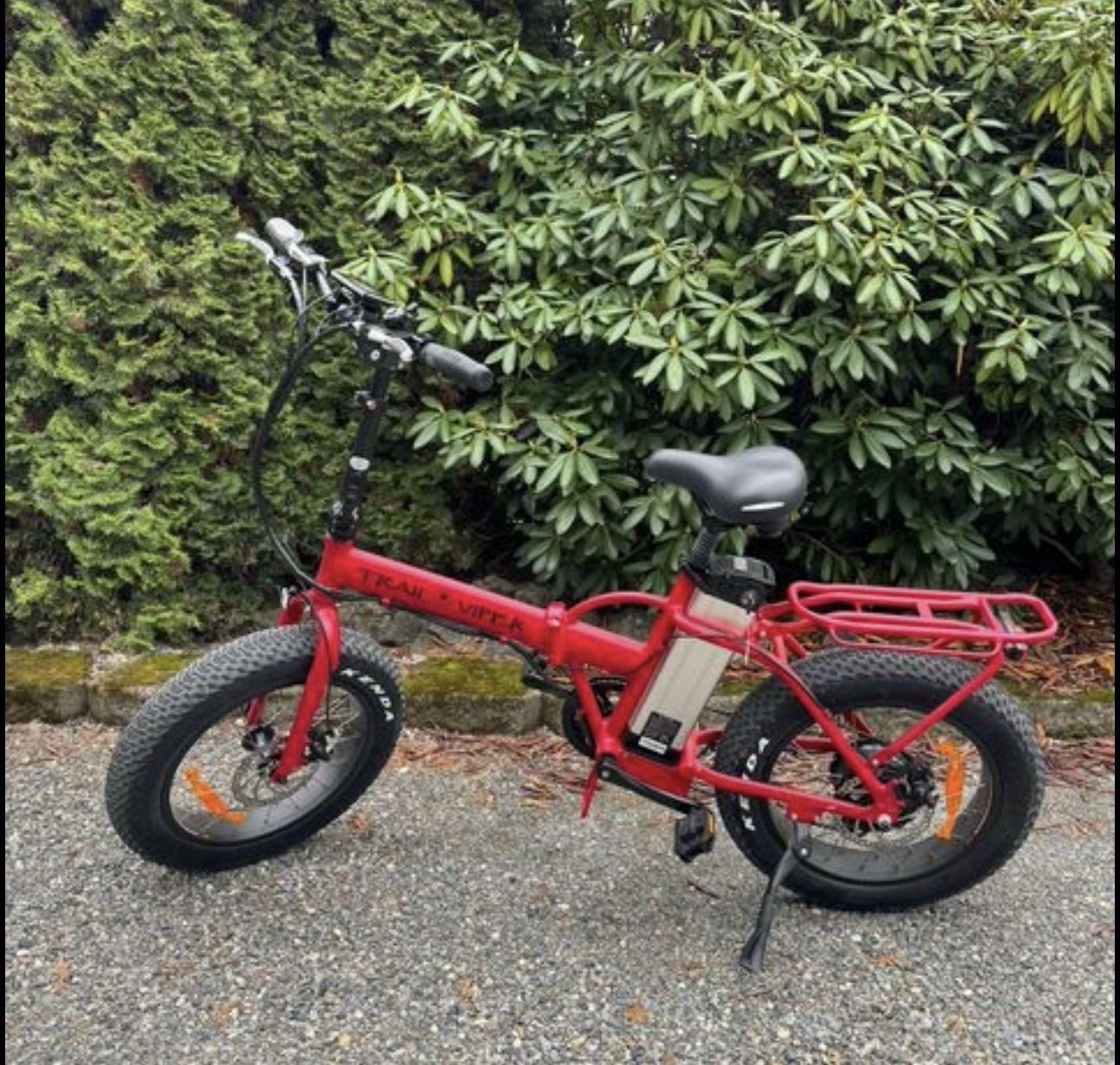Folding Electric Red Bike